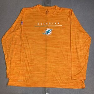 Nike Shirt Mens 3XL Miami Dolphins On Field Long Sleeve Spell Out Orange NWOT